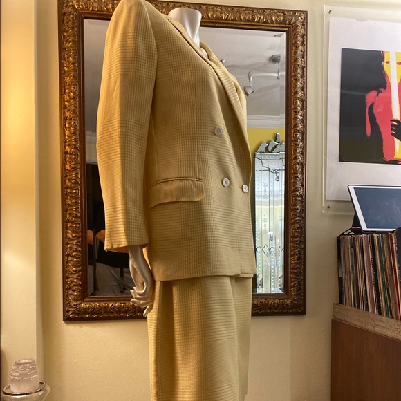 Burberry Suit Jacket and Skirt Set Authentic Vintage 80s Size 42 Silk and Wool - Picture 13 of 16